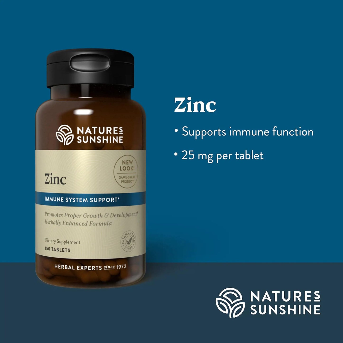 Nature's Sunshine Zinc 25 mg Tablets, 150 Count