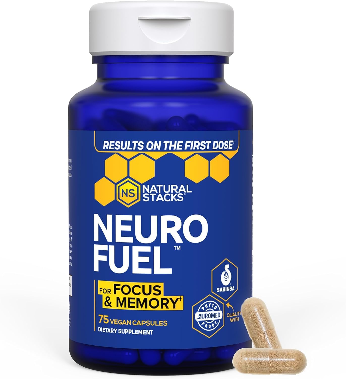 Natural Stacks NeuroFuel Nootropic Brain Supplement For Memory And Focus Capsules, 75 Count
