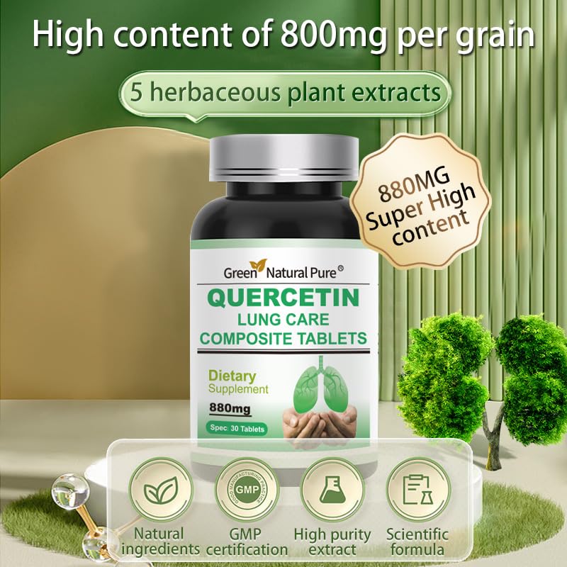 GREEN NATURAL PURE Quercetin Lung Care 880mg Capsules, 30 Count