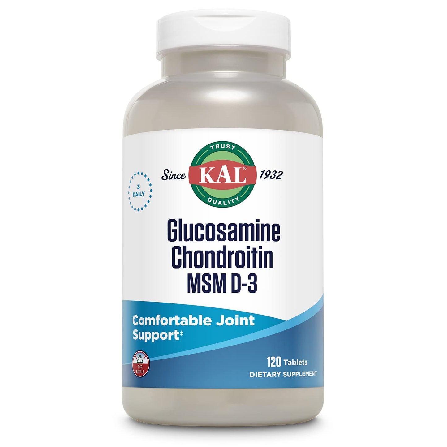 KAL Glucosamine Chondroitin MSM D-3 Joint Support Supplement Tablet 120 Tablets