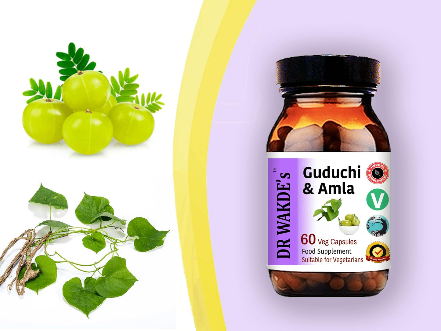 DR WAKDE'S Guduchi & Amla Capsules (60 Veg Caps, Immunity Support, Natural Anti-oxidants, Ayurvedic Supplement, Vegan, Herbal, All Natural, Made in UK)