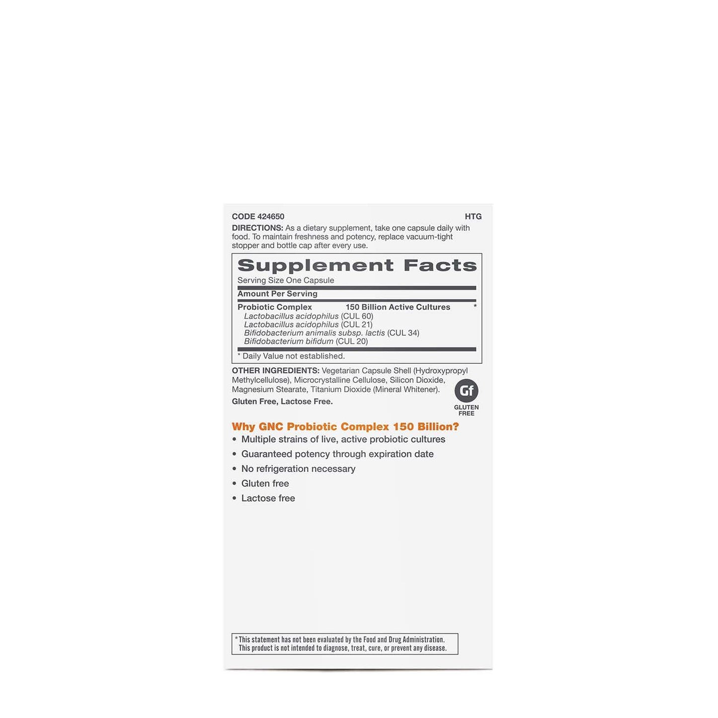 GNC Probiotic Complex Extra Strength with 150 Billion CFUs 20 Capsules