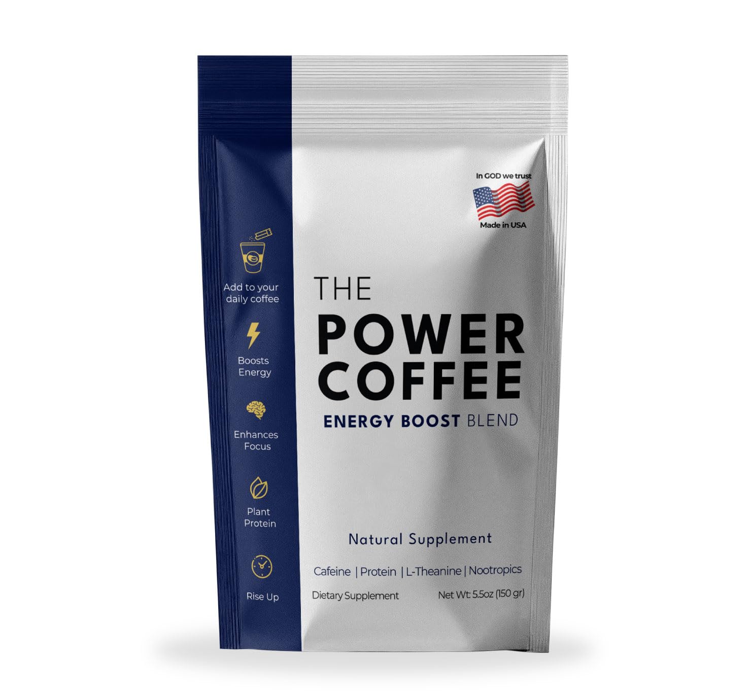 The Power Coffee Nootropic Supplement with Matcha, Ginkgo & Taurine Powder 5.5 oz
