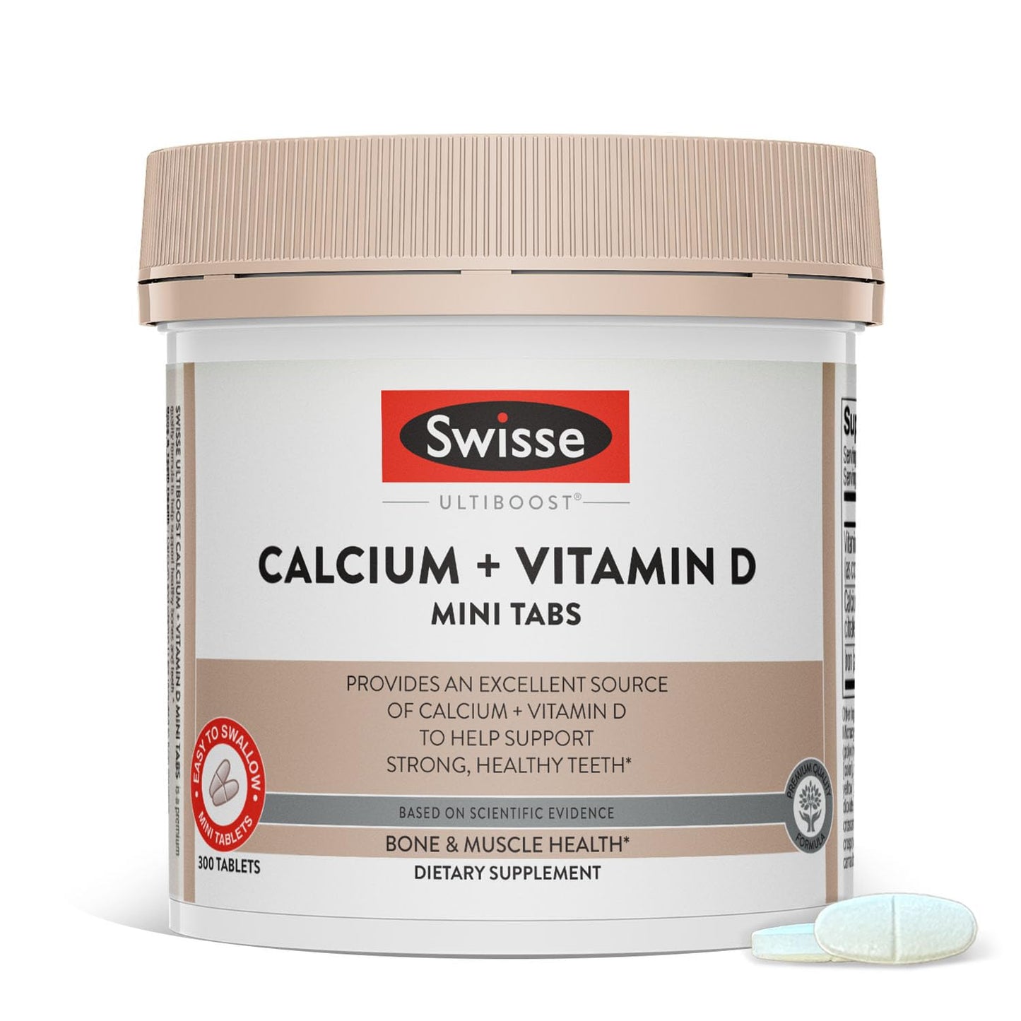 Swisse Calcium with Vitamin D3 and Citrate 830mg Tablets, 300 Count