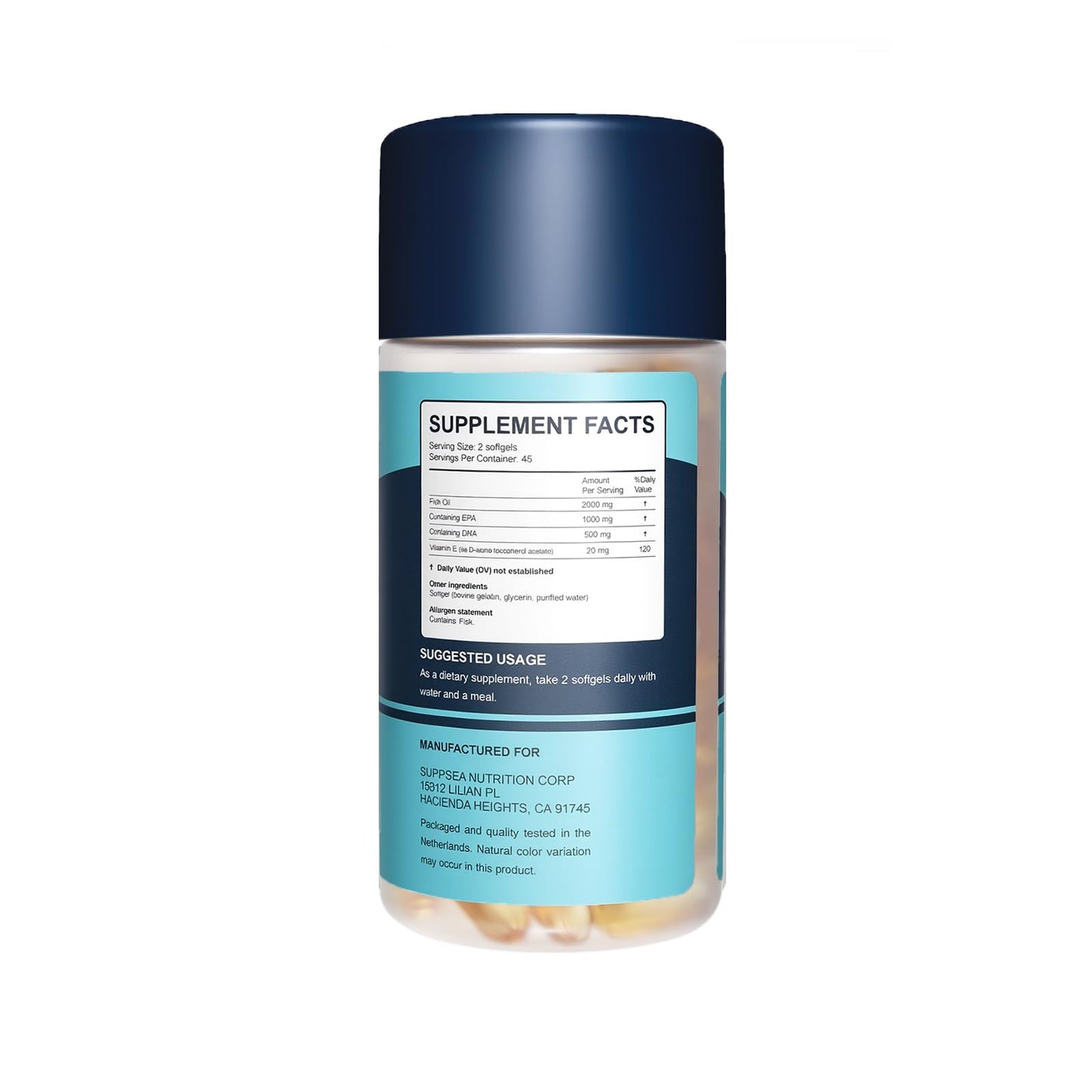 SUPPSEA Deep Sea Fish Oil 2,000 mg Softgels, 90 Count