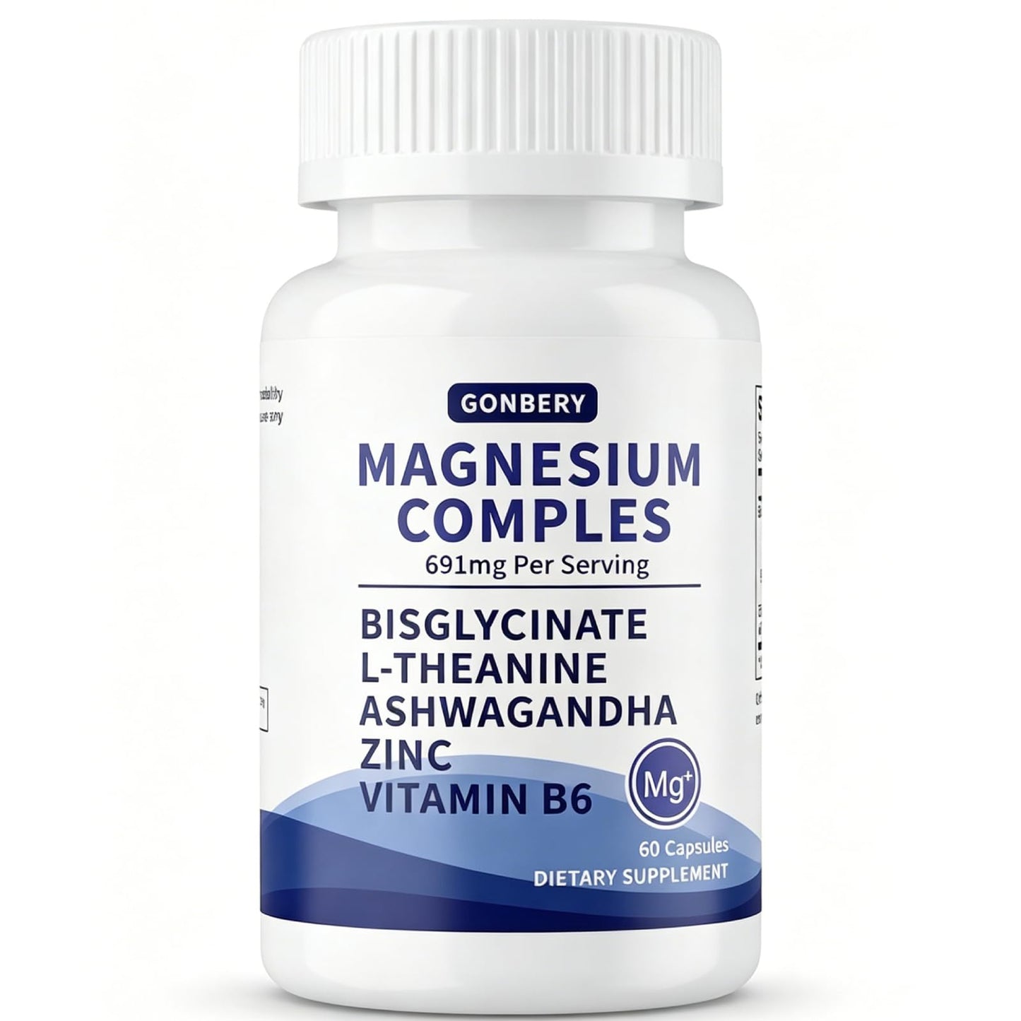 GONBERY Magnesium Complex 7-in-1 with Ashwagandha & L-Theanine Capsules, 60 Count