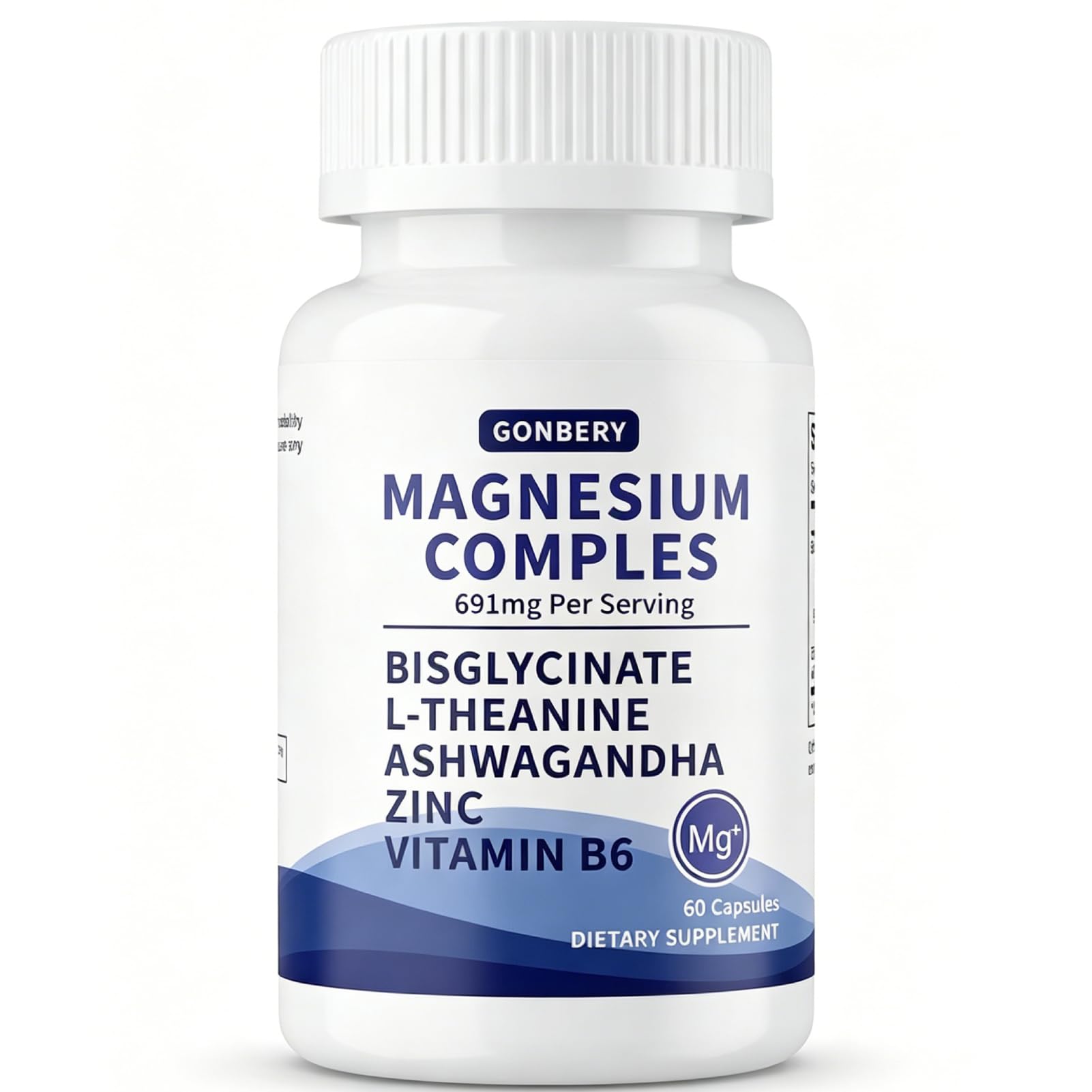 GONBERY Magnesium Complex 7-in-1 with Ashwagandha & L-Theanine Capsules, 60 Count