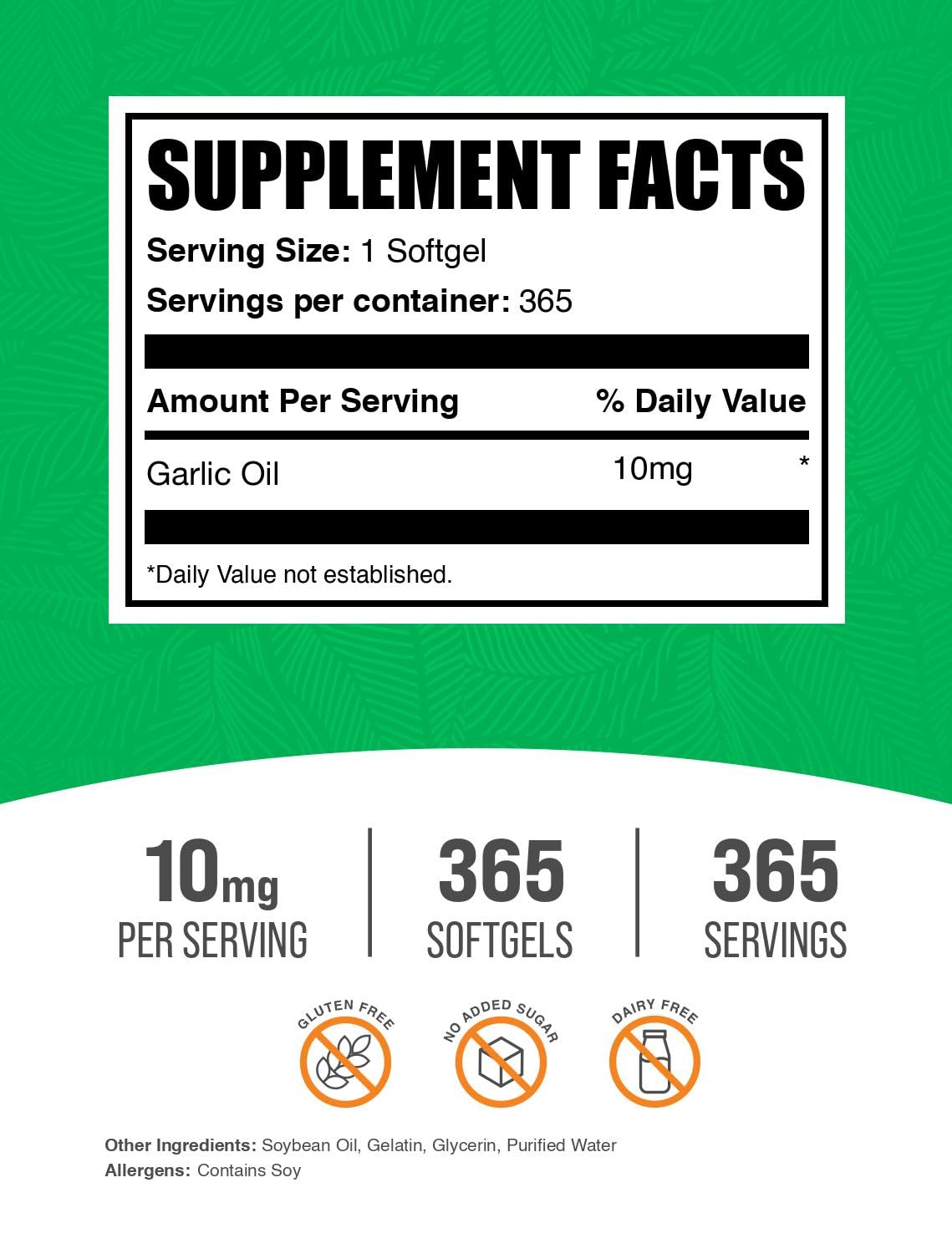 BulkSupplements Garlic Oil Softgels 365 Count