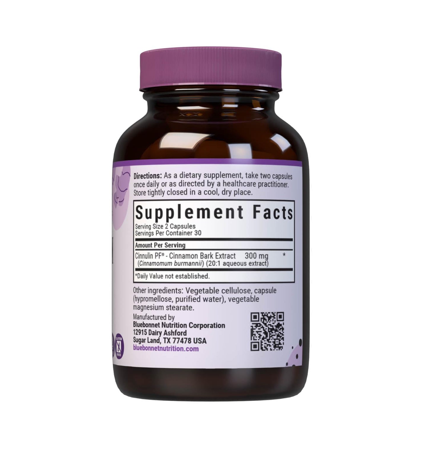 BlueBonnet Cinnulinpf Cinnamon Bark Extract Supplement Capsules 60 Count