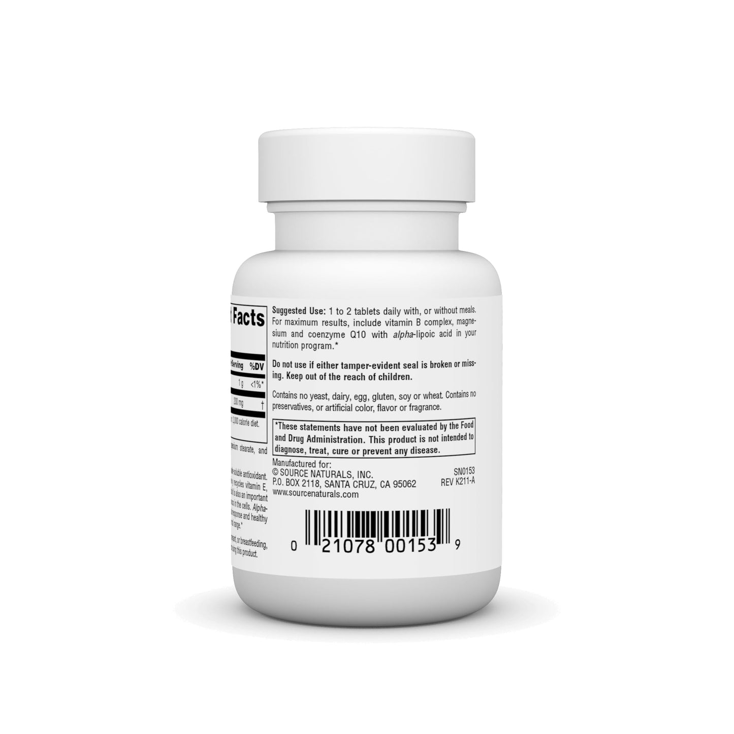 Source Naturals Alpha Lipoic Acid 100mg Tablet, 30 Tablets