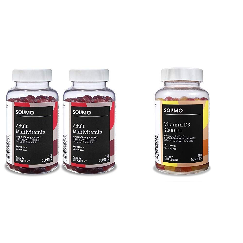 Solimo Adult Multivitamin and Vitamin D3 Gummies 460-Piece Assortment