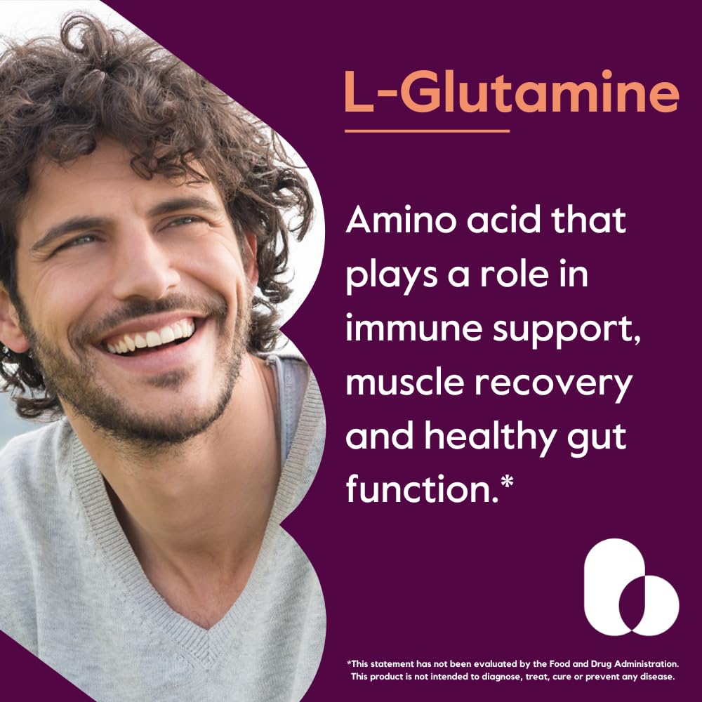 BESTVITE Filler-Free L-Glutamine 1000mg per Capsule, 240 Capsules