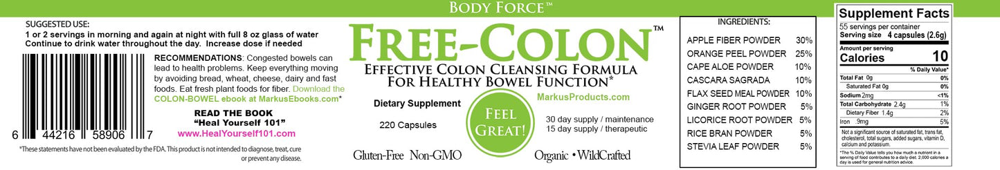 Body Force Colon Formula by Markus Capsules 220