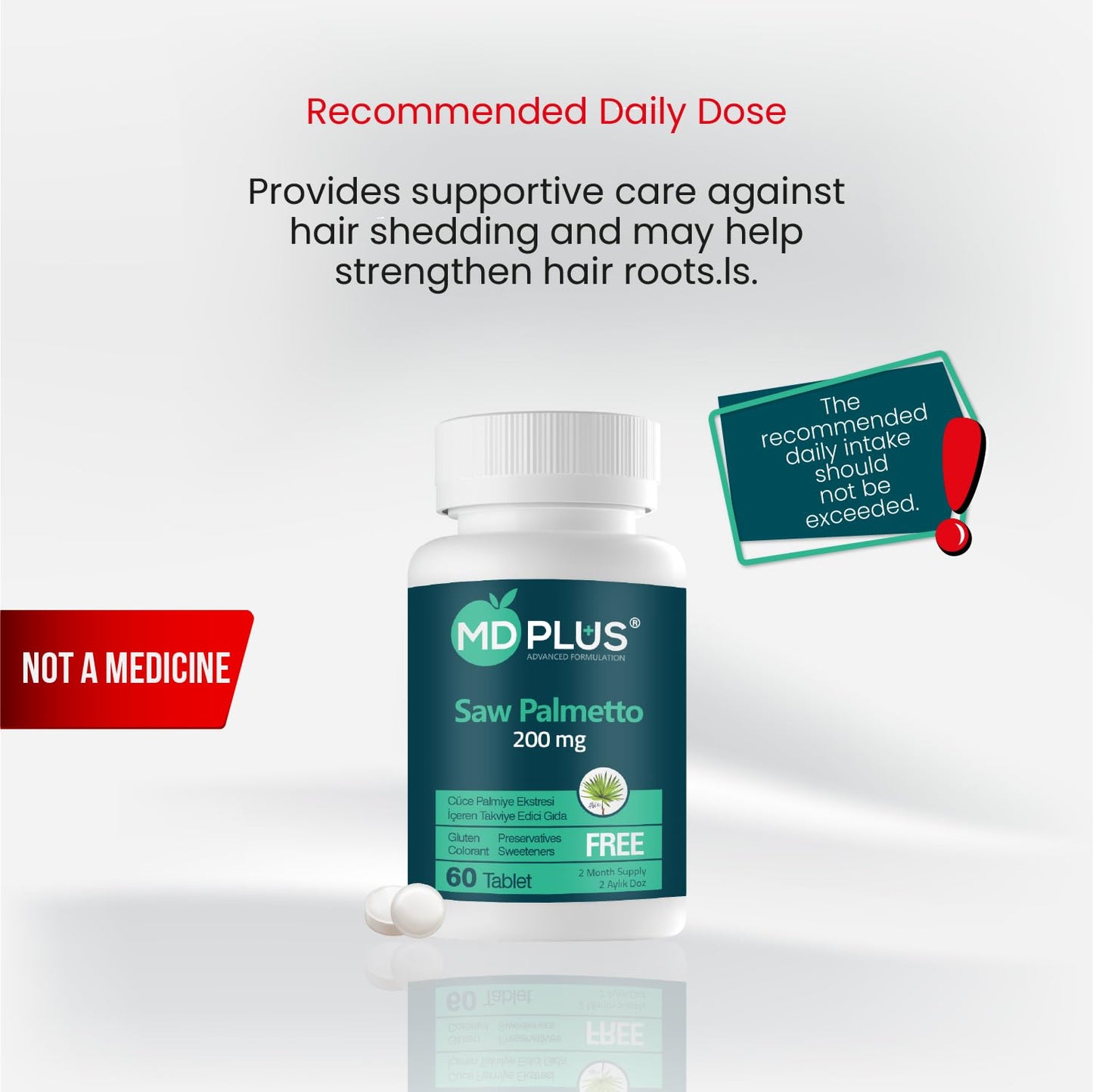 HairMD Md Plus Advanced Hair Saw Palmetto 200 mg Tablet, 60 Count