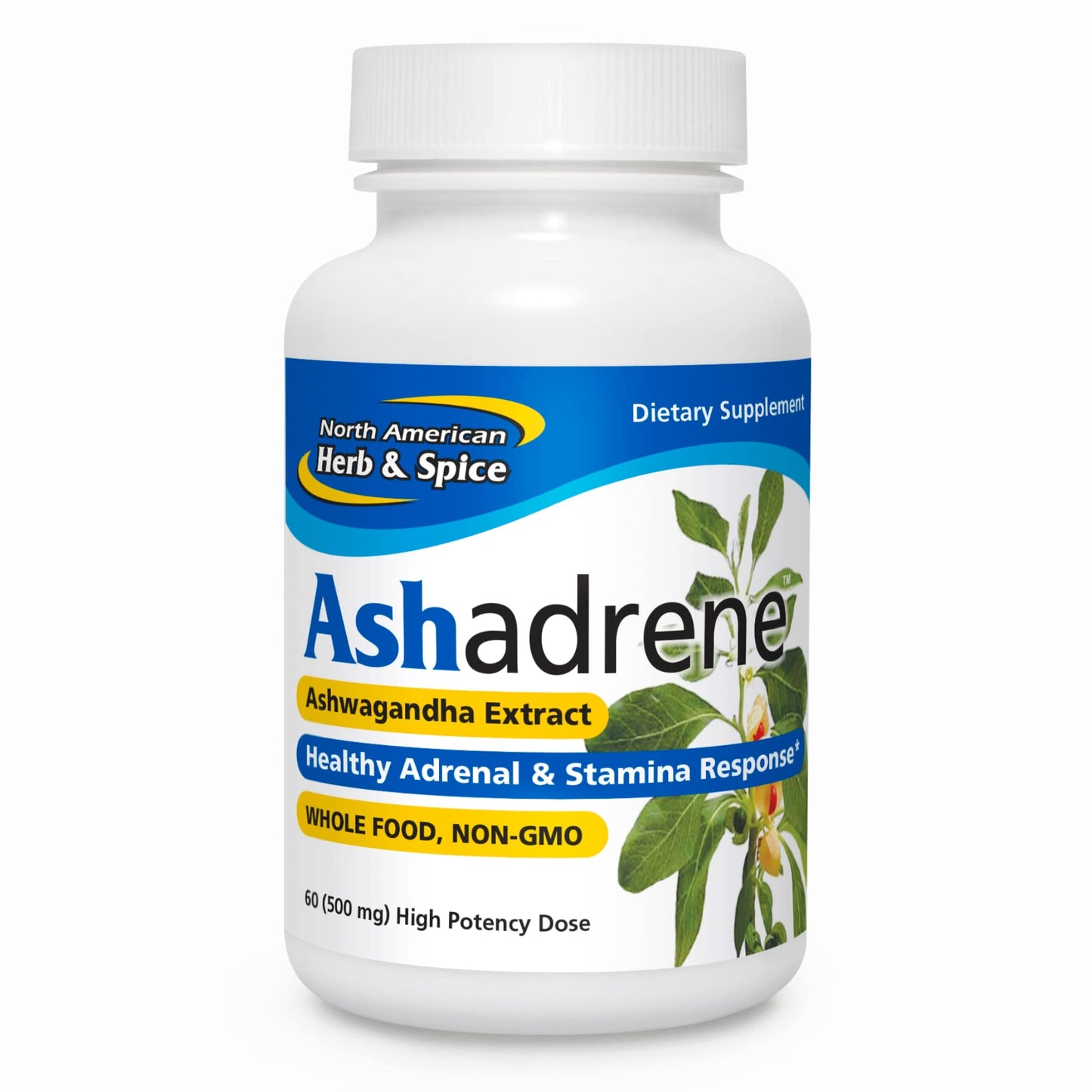 NORTH AMERICAN HERB & SPICE Ashadrene Ashwagandha Extract Fortified with Royal Jelly 60 Capsules