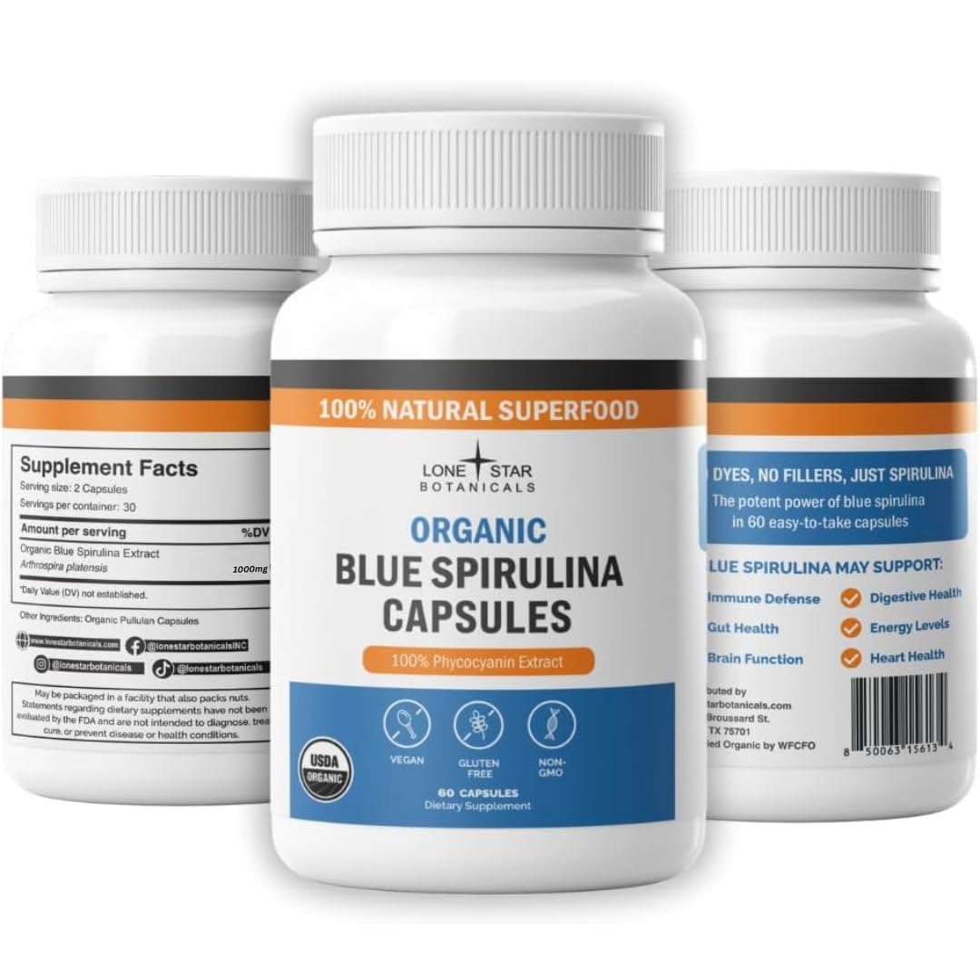 Lone Star Botanicals Organic Spirulina Capsules 60 Count