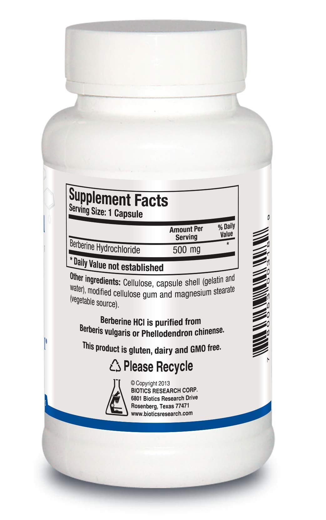 BIOTICS RESEARCH Berberine HCl, Botanical Berberine Supplement Capsules 90