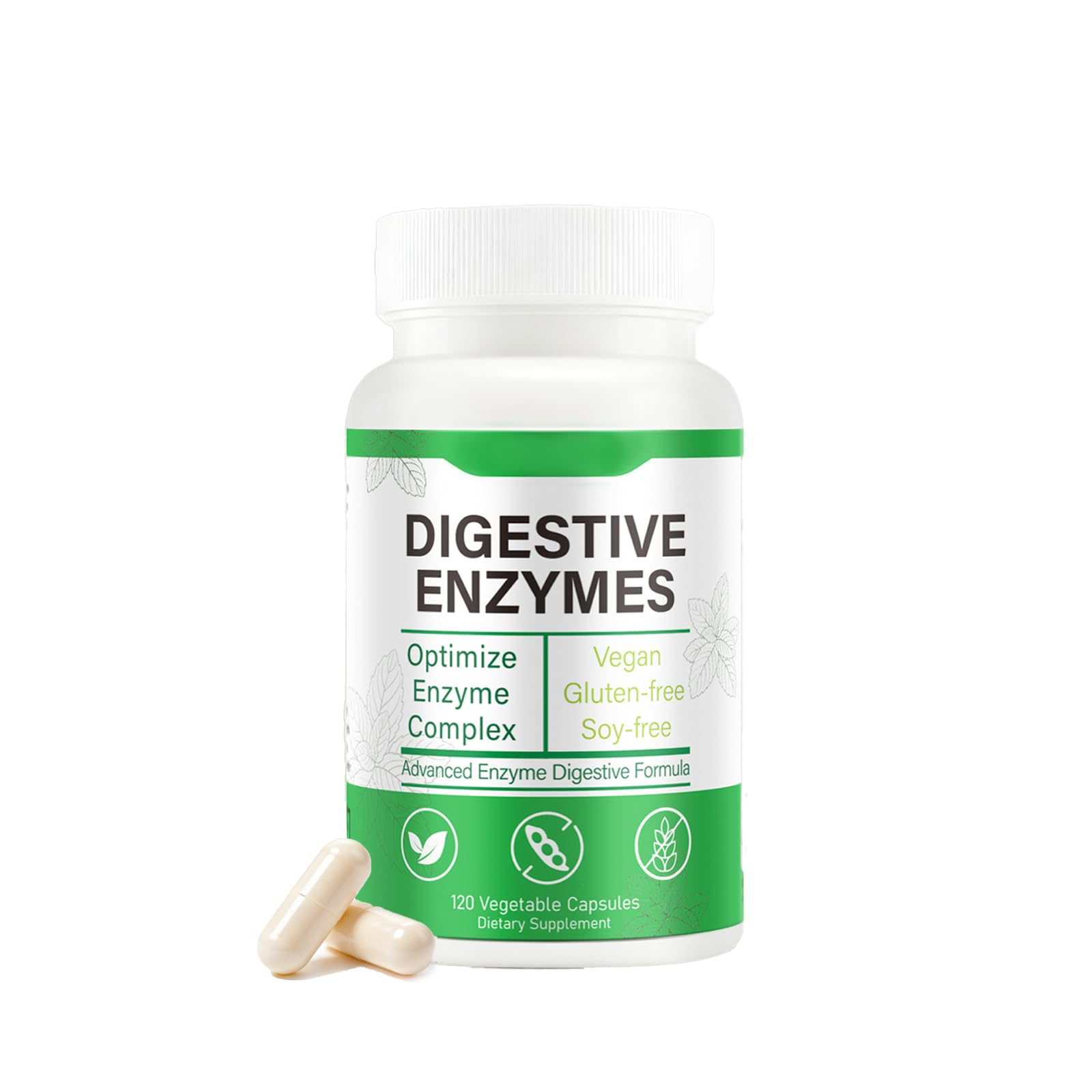 ZYGCDZ Complete Digestive Enzymes Supplement for Gut Health & Bloating Relief Enhanced with Lipase Amylase Bromelain for Protein Carb & Fat Digestion Capsule 120