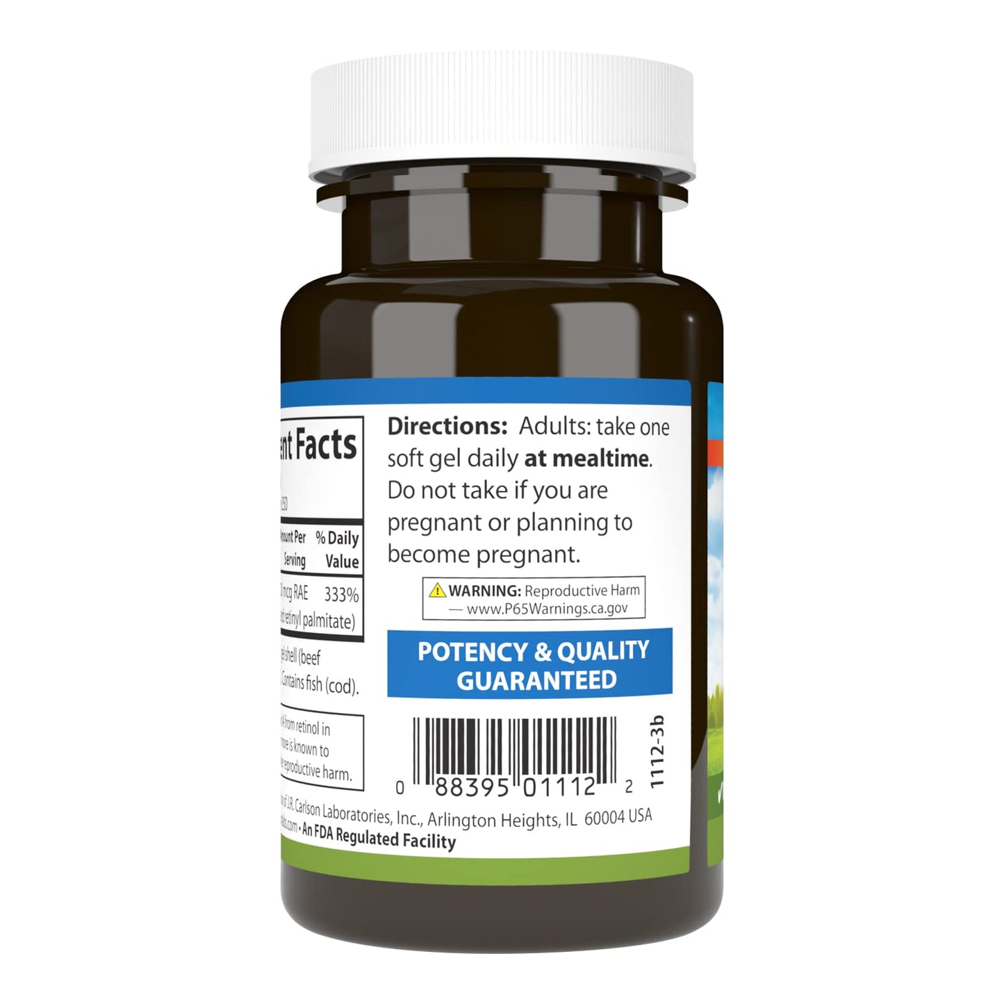 Carlson Vitamin A 10000 IU (3000 mcg RAE) Vision Health Softgels, 250