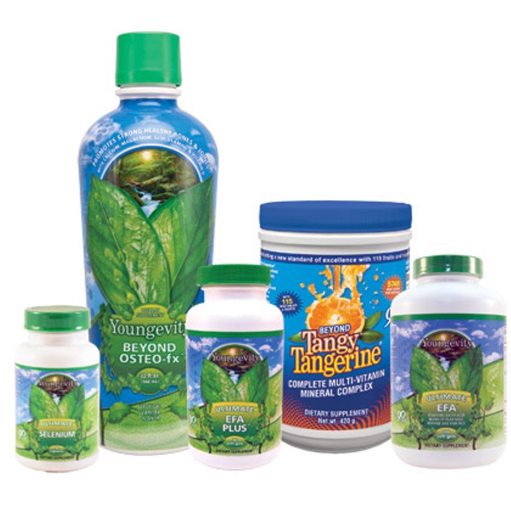 Youngevity Original Healthy Body Brain & Heart Pak Softgels, Liquids, and Powders 5-Pack