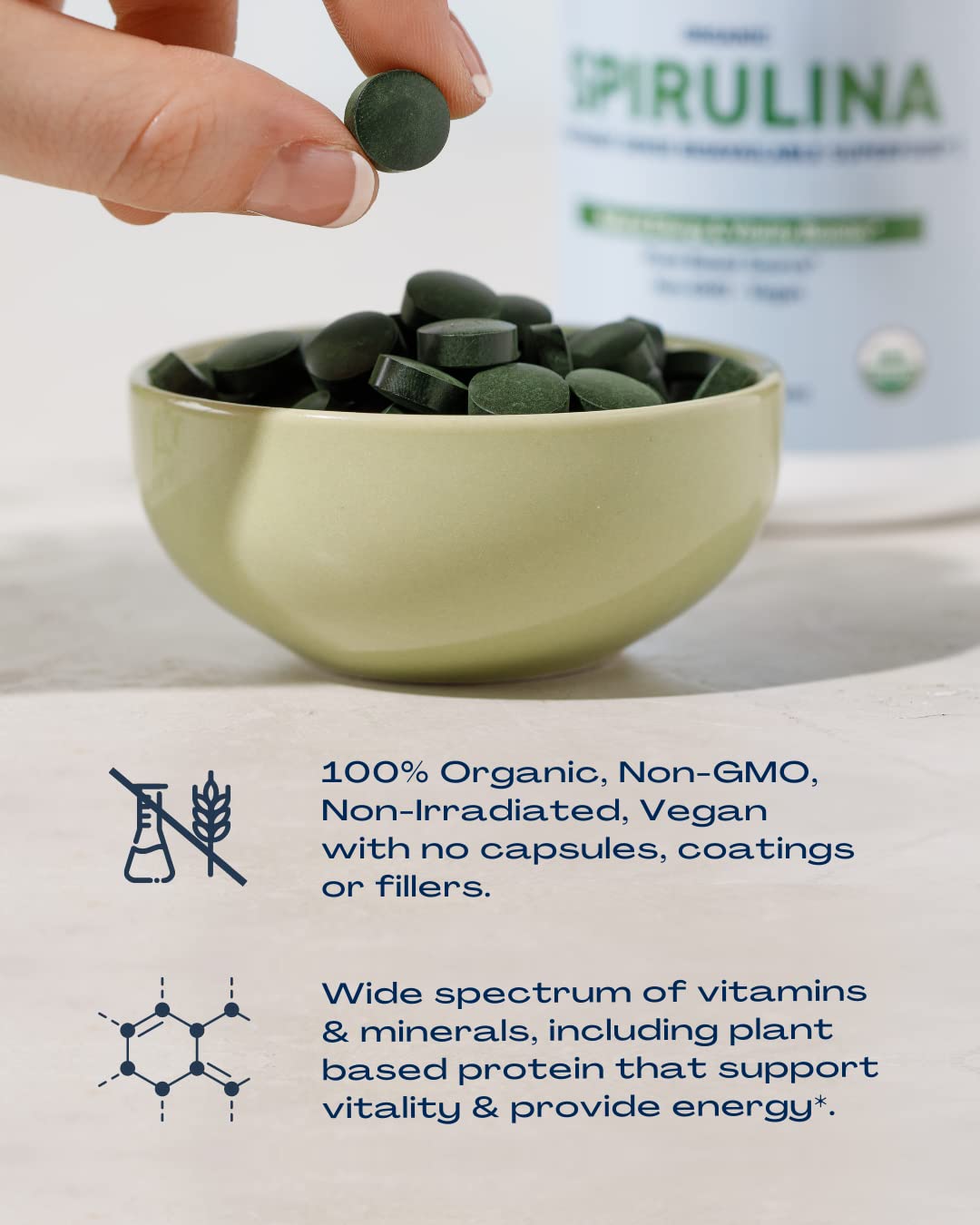 BioOptimal Organic Spirulina Tablets - 240 Tablets