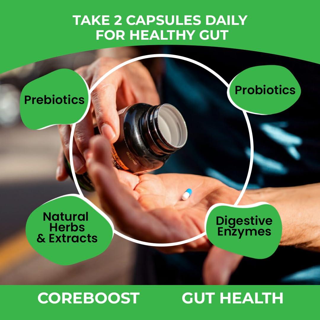 GUTVED Bloating & Gas Relief Probiotic for Women & Men 9-in-1 Gut & Digestive Support with Probiotics, Prebiotic Inulin, Turmeric, Ginger & Fennel 60 Capsules