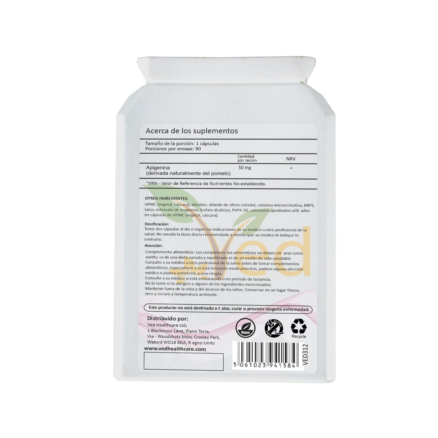 Ved Apigenin 50mg Capsule, 90 Count