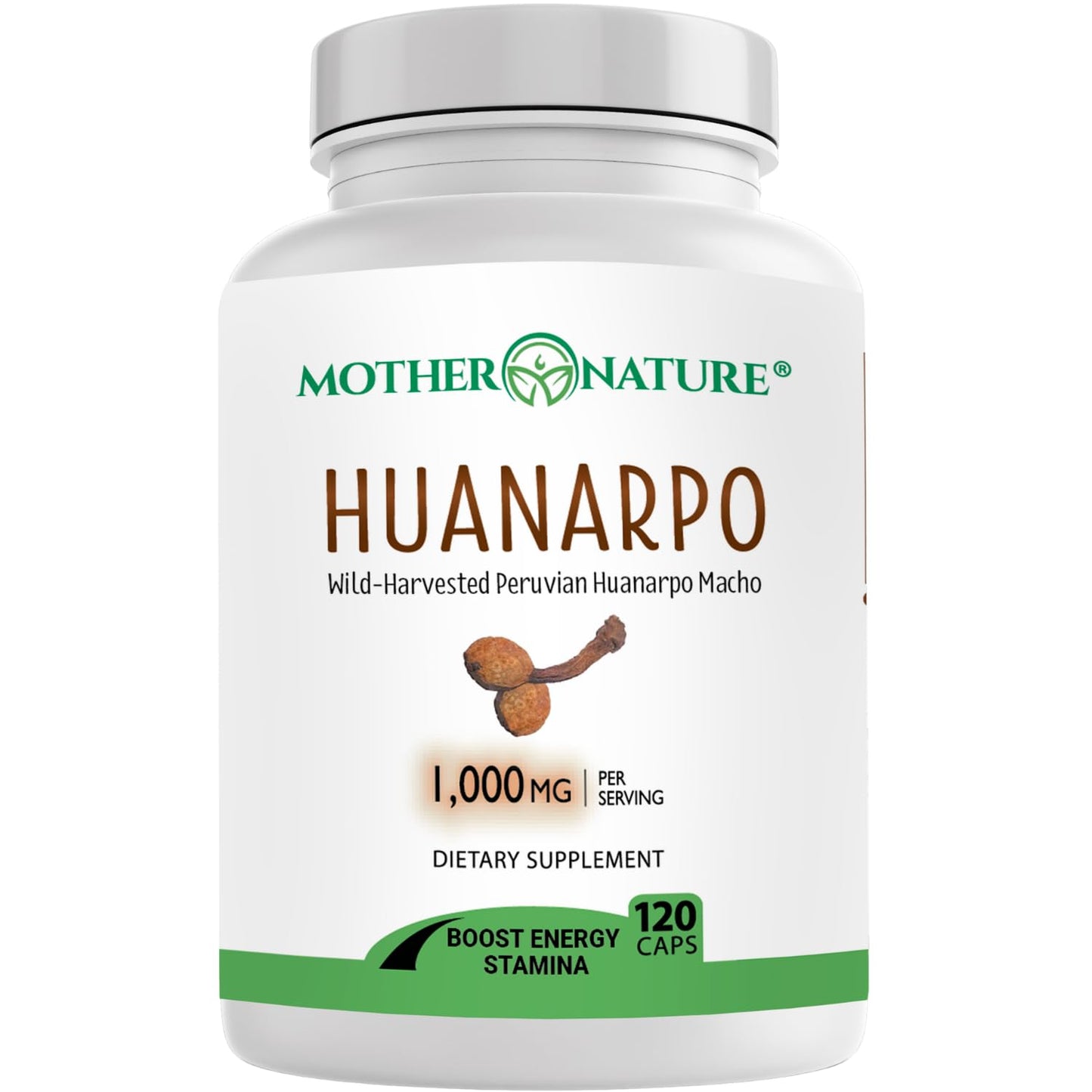 Mother Nature Organics Superfoods for Organic Living Huanarpo Macho 1000mg Capsules, 120 Count