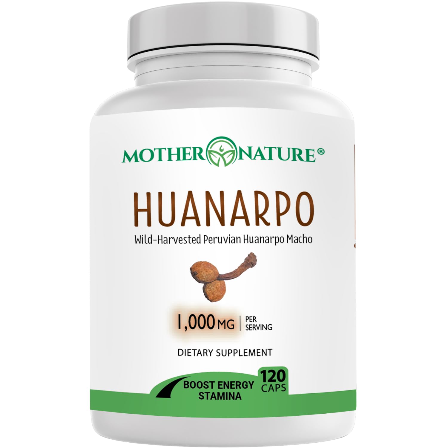 Mother Nature Organics Superfoods for Organic Living Huanarpo Macho 1000mg Capsules, 120 Count