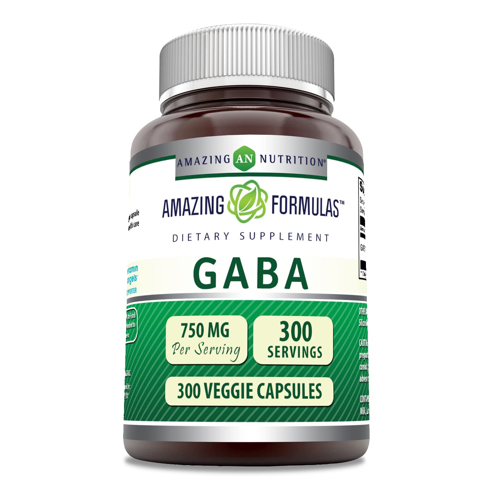 Amazing Nutrition GABA 750mg Veggie Capsules Supplement 300 Capsules