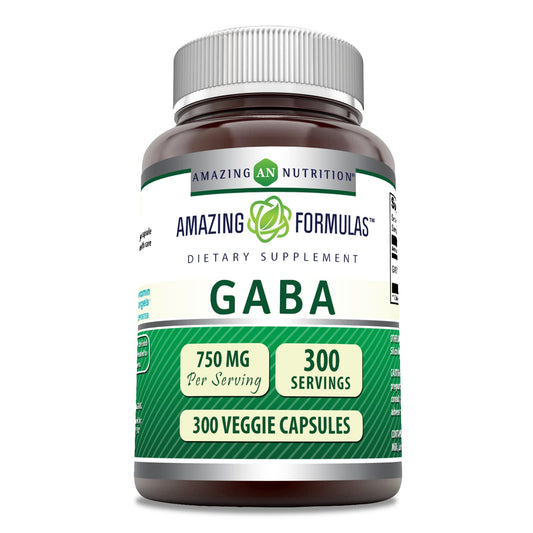 Amazing Nutrition GABA 750mg Veggie Capsules, 300 Capsules