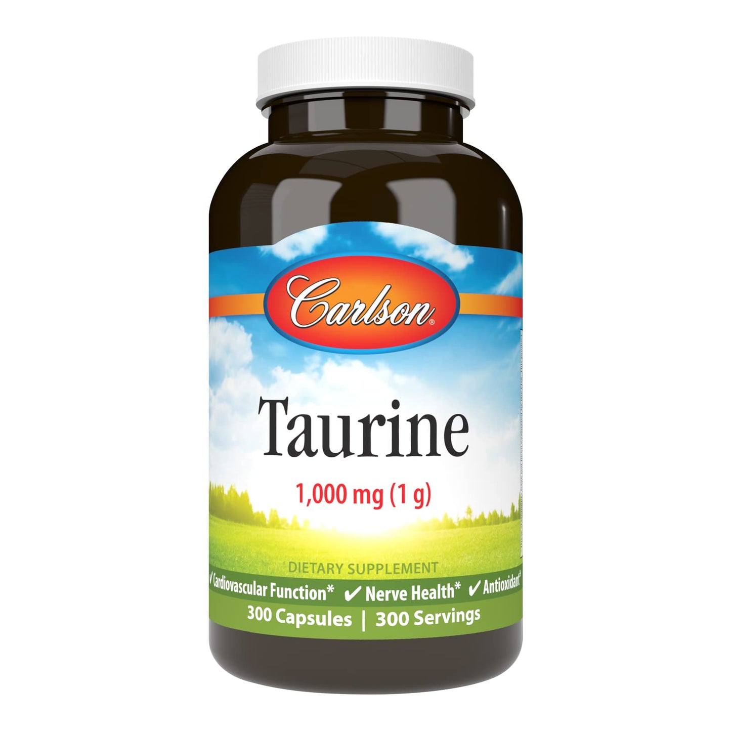 Carlson Taurine Free-Form Amino Acid, Support, Nerve Health & Muscle Function, 300 Capsules