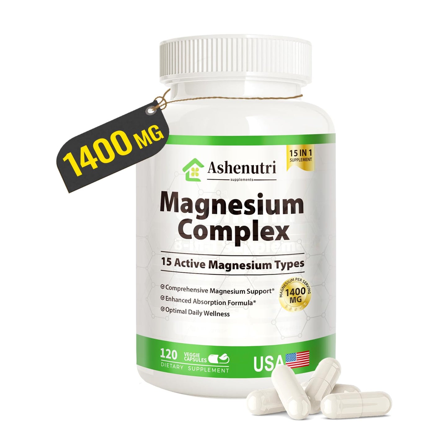 Ashenutri Magnesium Complex Capsules, 120 Count