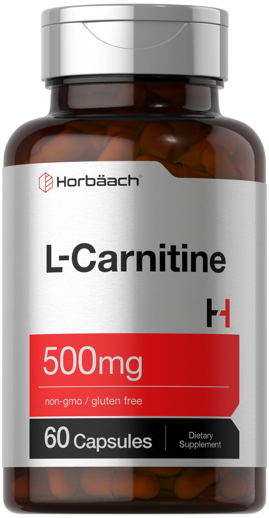 Horbäach L-Carnitine Supplement 500mg Capsules, 60 Count