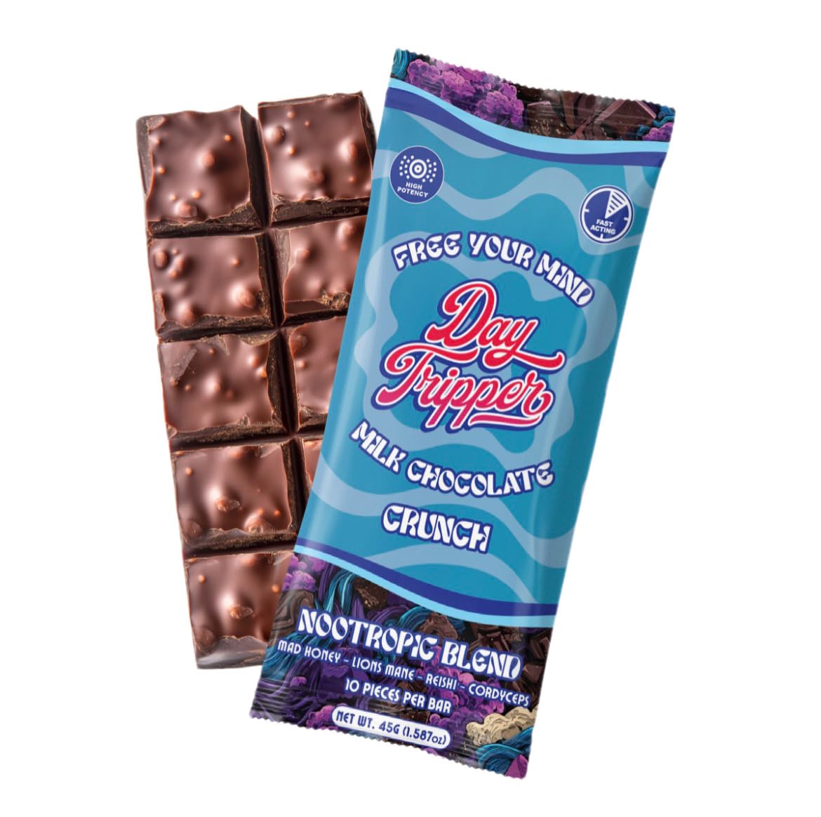 Day Trippers Milk Chocolate Crunch Nootropic Blend Gummies 10 Count