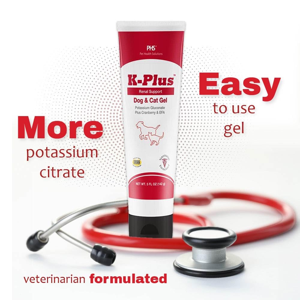 Pet Health Solutions K-Plus Potassium Gluconate Renal Gel Plus Cranberry and EPA for Dogs and Cats Powder 1 Count