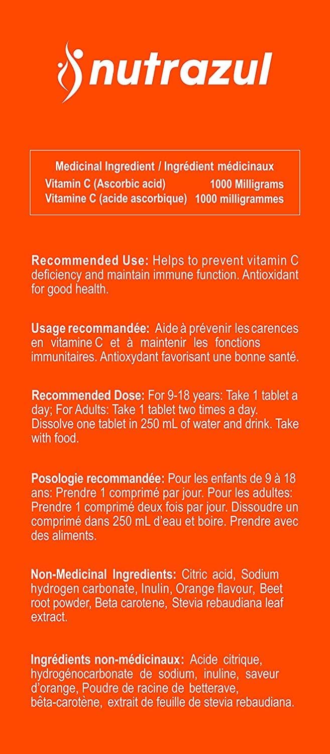 Nutrazul Vitamin C 1000mg Effervescent Tablets, 60 Tablets