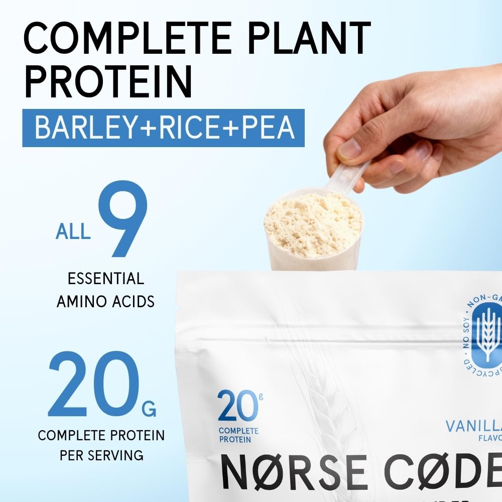 NØRSE CØDE Vanilla Plant-Based Barley Protein Powder, 21.28 oz