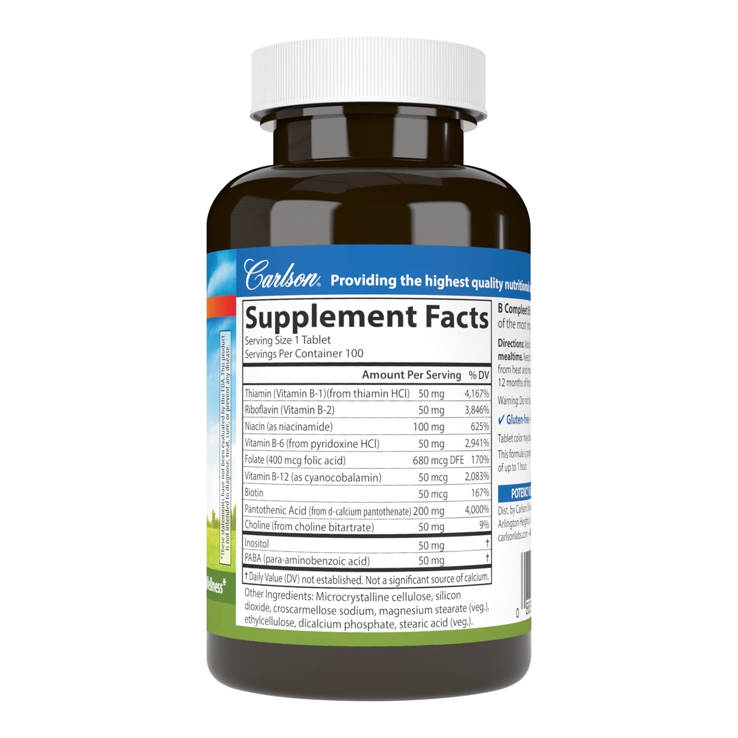 Carlson B Compleet 50 Balanced Vitamin B Complex Tablet, 100 Tablets
