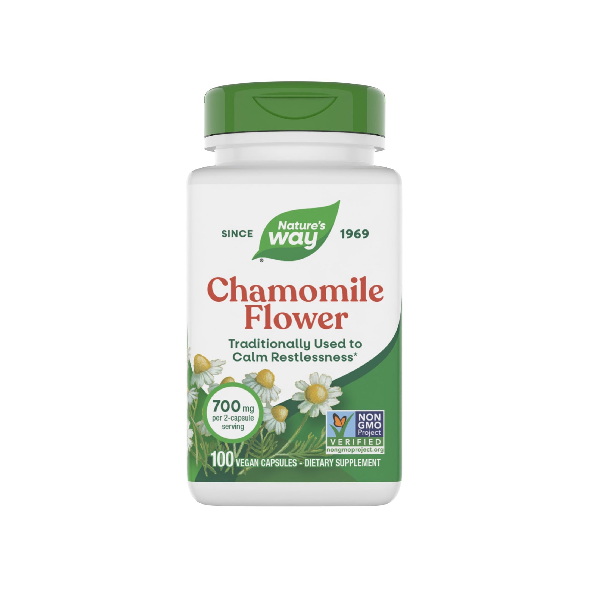 Nature's Way Chamomile Flower 700 mg per Serving, Capsules, 100 Count