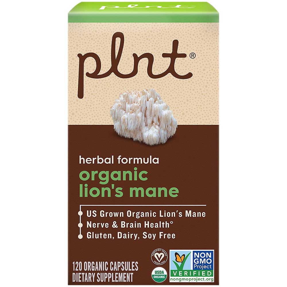 plnt Organic Lion's Mane Mushroom 1000 mg Capsules 120 Count
