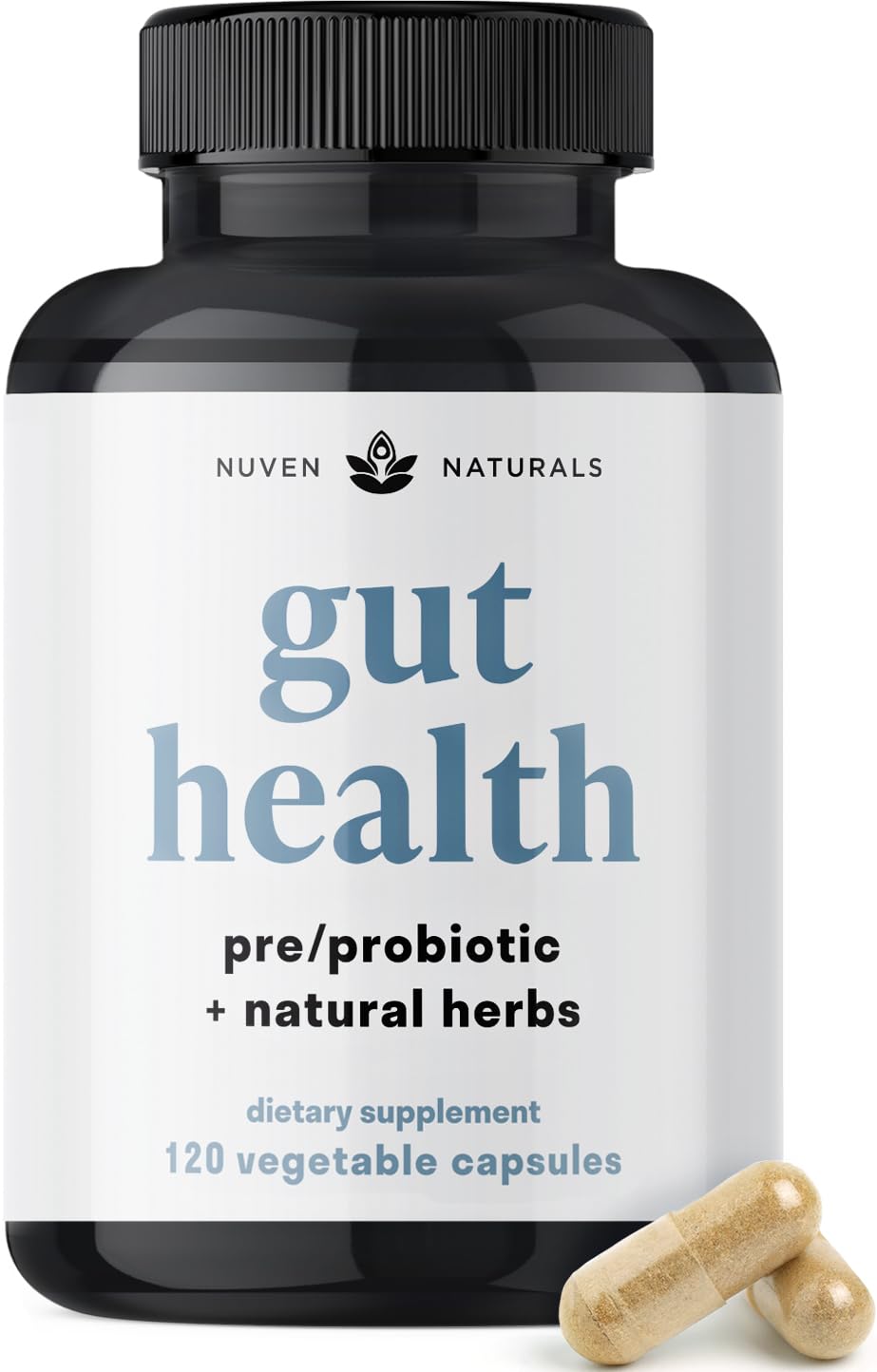 Nuven Naturals All-in-One Gut Health with Probiotics, Prebiotics, Digestion-Supporting Herbs, and Adaptogens Capsules 120