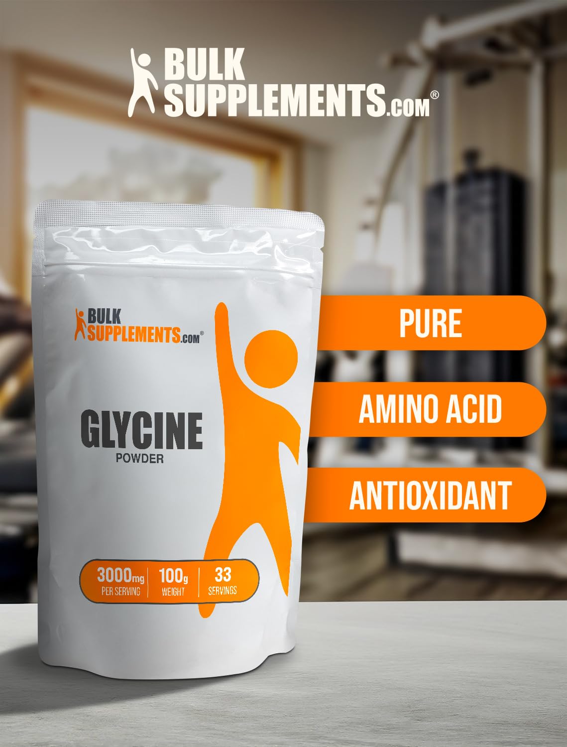 BulkSupplements Glycine Powder, 33 Servings