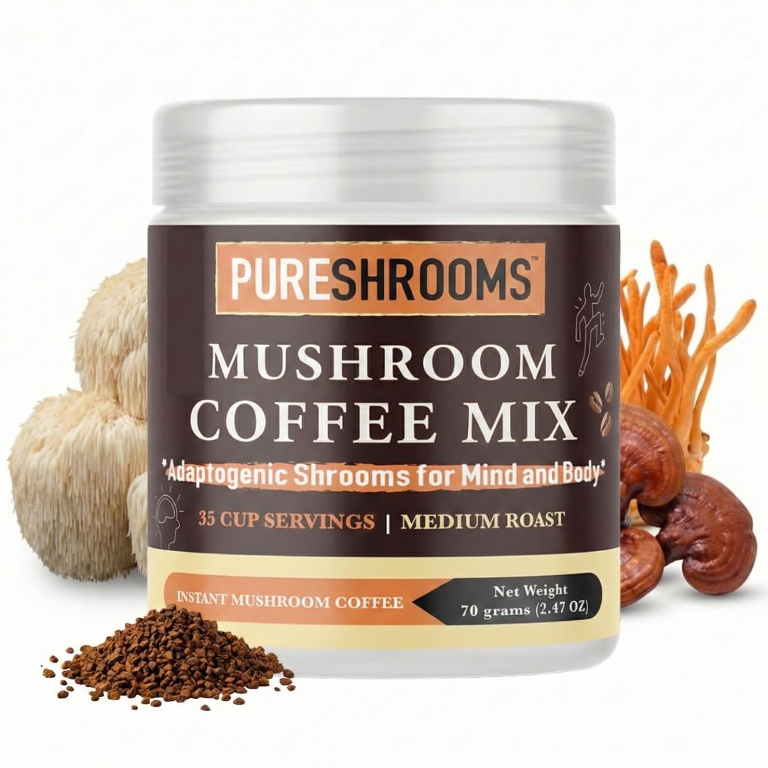 PureShrooms Mind & Body Mushroom Coffee Instant Coffee Powder 2.47 oz