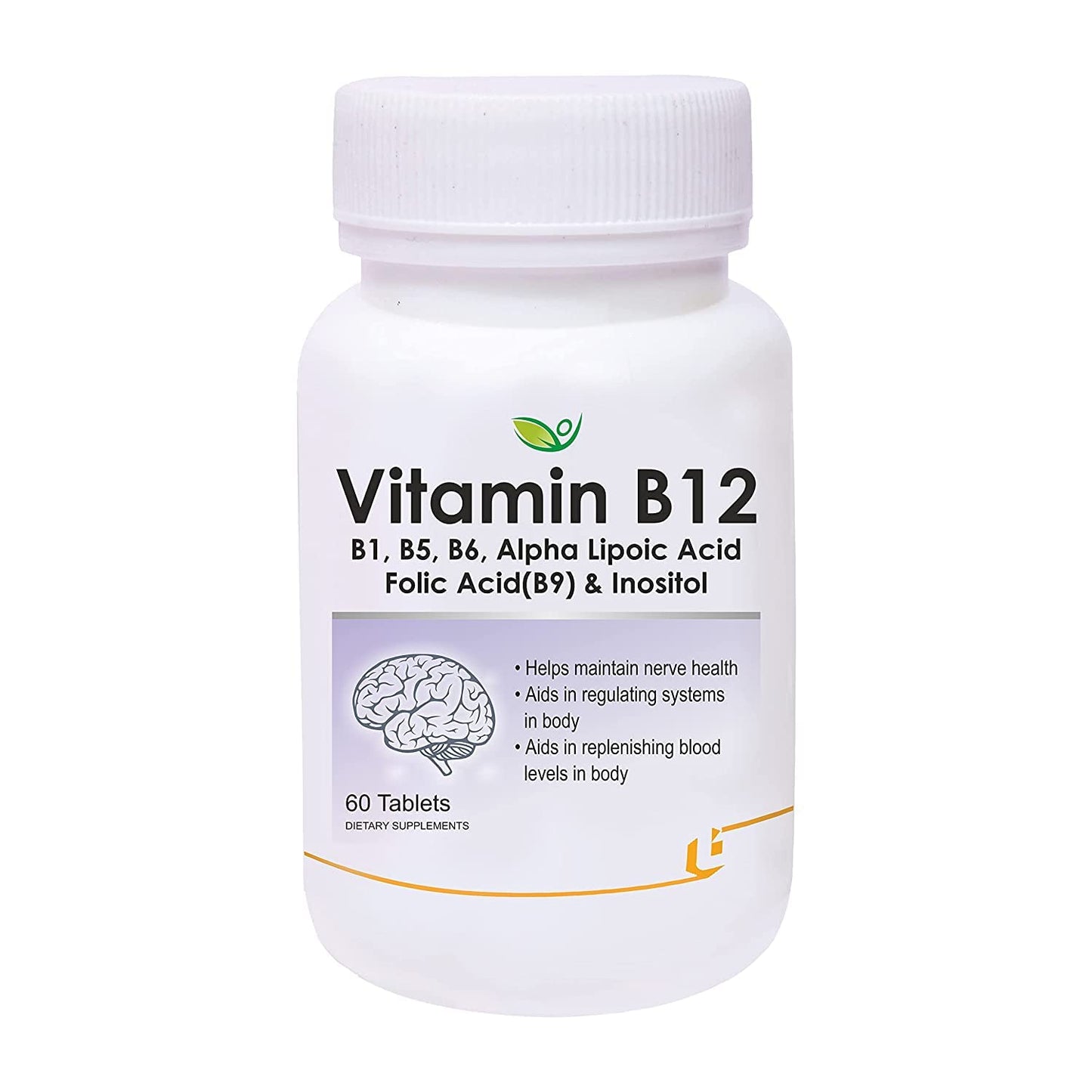 Verem Vitamin B12 with B1, B5, B6, B9(Folic Acid), Alpha Lipoic Acid ALA & Inositol Supplements, 60 Tablets