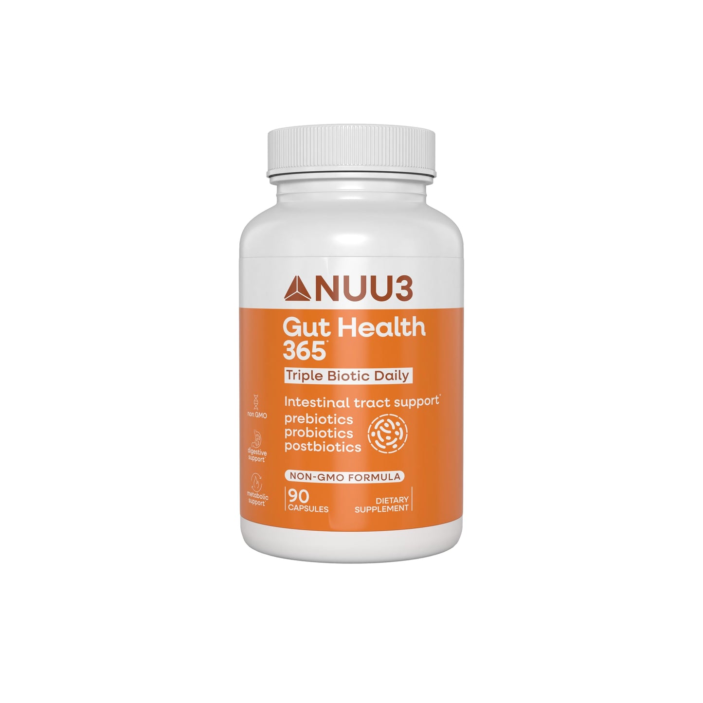 NUU3 Gut Health 365 Digestive Enzymes & Probiotic Supplement for Women & Men - Bloating & Digestion Relief - Supports Gut Microbiome & Healthy Immune Function, 90 Capsules