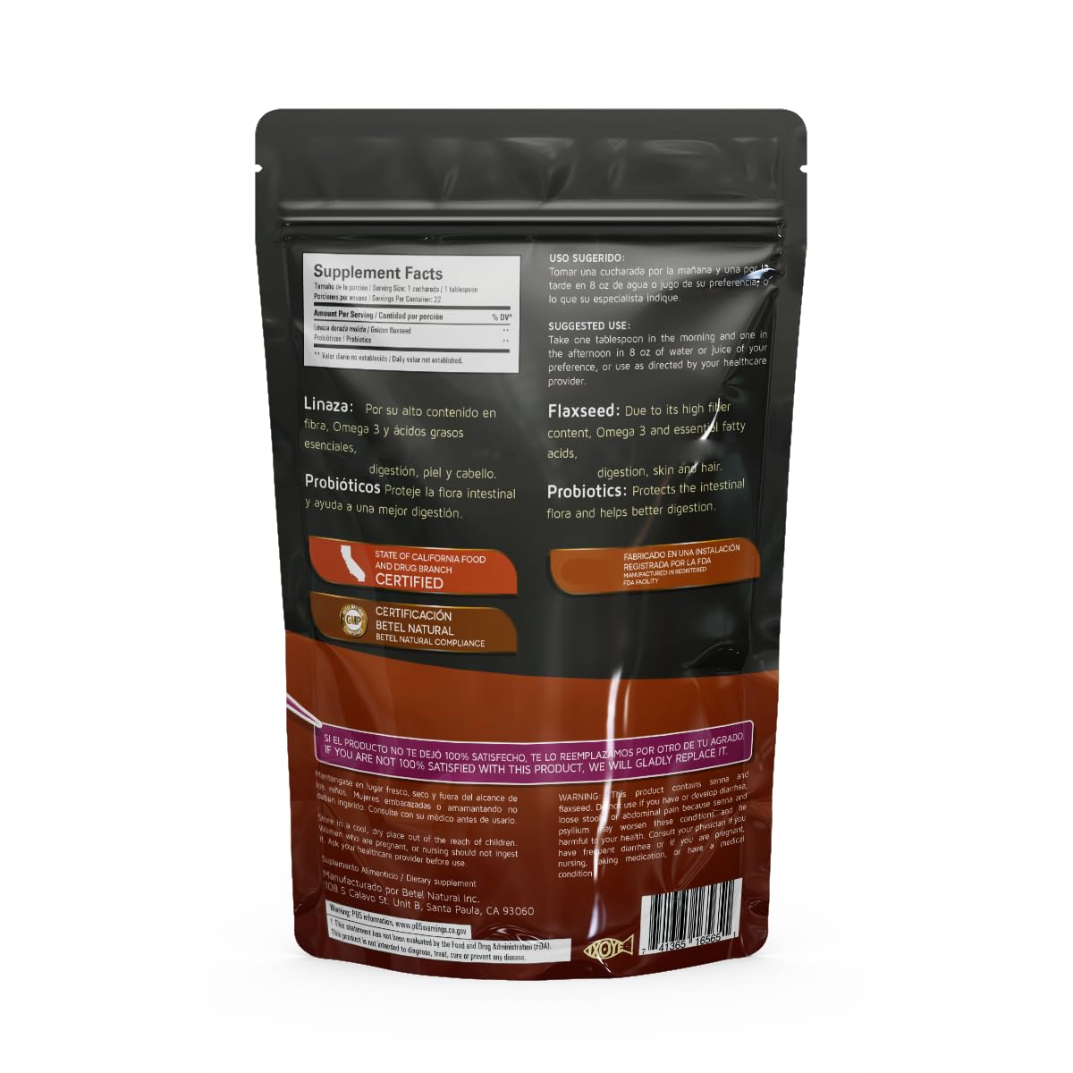 Betel Natural PuraFlax Flaxseed Powder Golden Flaxseed & Probiotics, 12 Oz