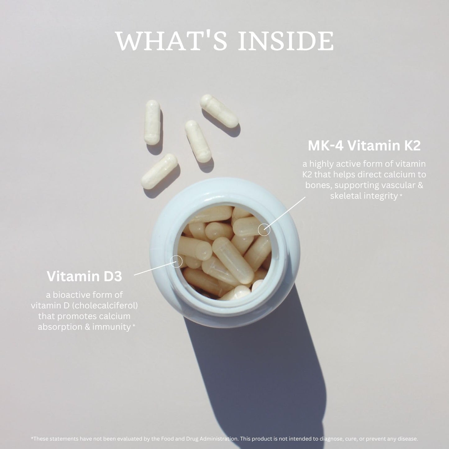 VTC VitaTradingCo. Vitamin D3 + K2 1000iu D3 + 45mcg MK-4 K2 Capsules, 120 Capsules