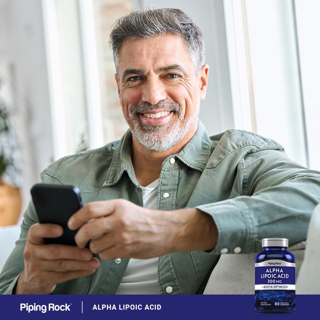 Piping Rock Alpha Lipoic Acid 300mg Plus Biotin Optimizer Capsule 80 Count