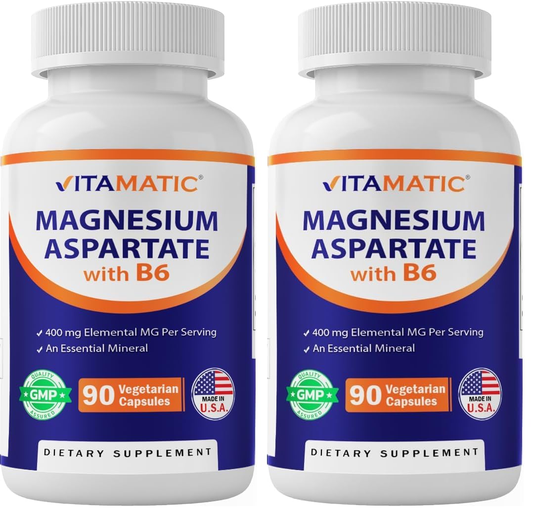 Vitamatic Magnesium Aspartate 400mg, 180 Vegetarian Capsules